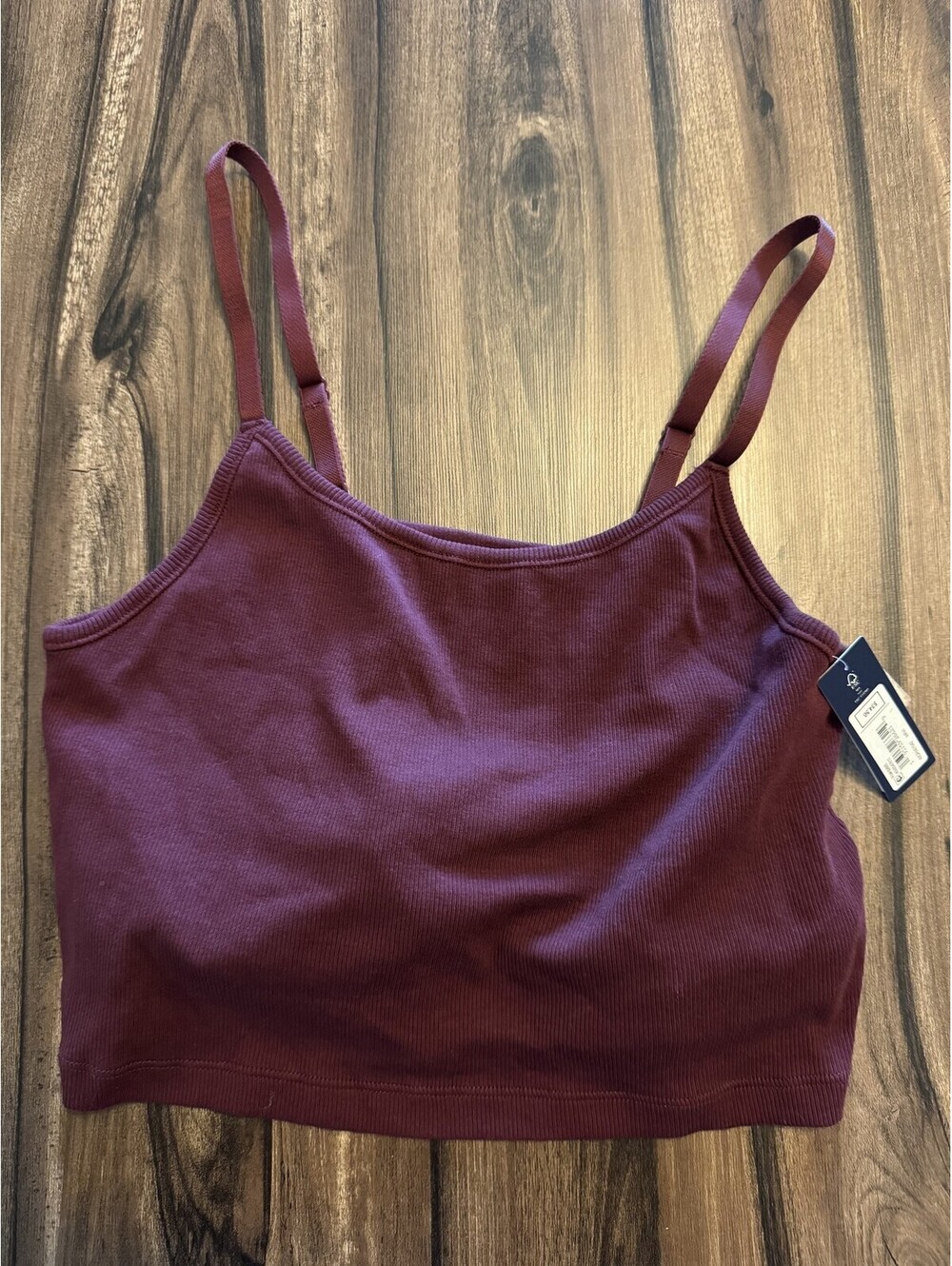 Gap Cotton Rib Crop Cami Shelf Bra Purple Women Size L NWT